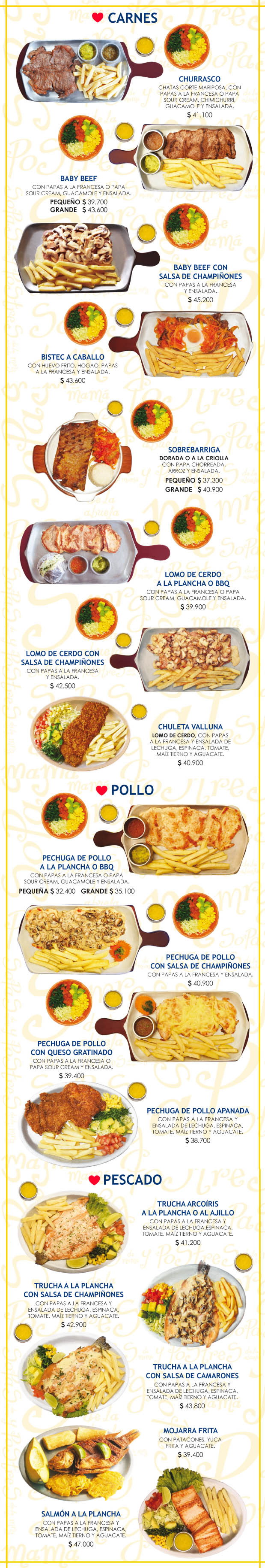 menu carnes