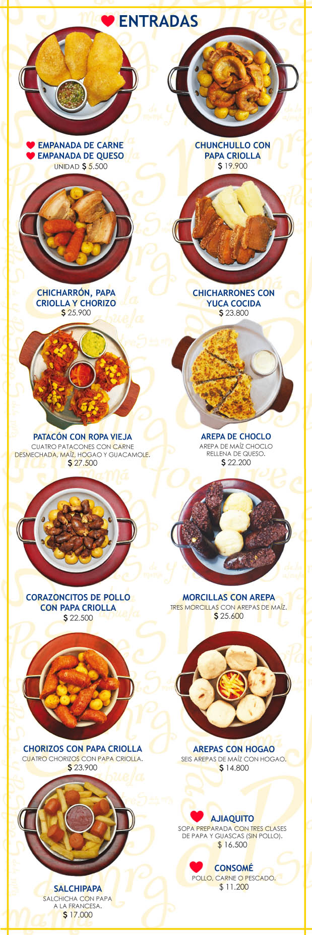 menu entradas